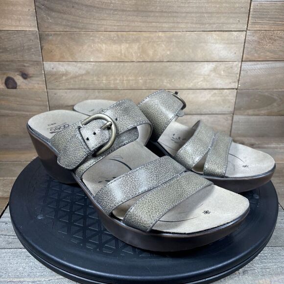 ABEO Bio System Dorin Womens 10 M Brown Strap Leather Wedge Sandals Comfort - Picture 1 of 10